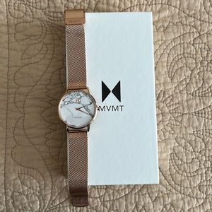 MVMT Women’s Malibu Marble Rose Watch-White Marble Dial &Brushed Rose Mesh Strap